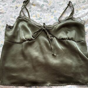 PacSun Olive Green Lace Trim Cami Top